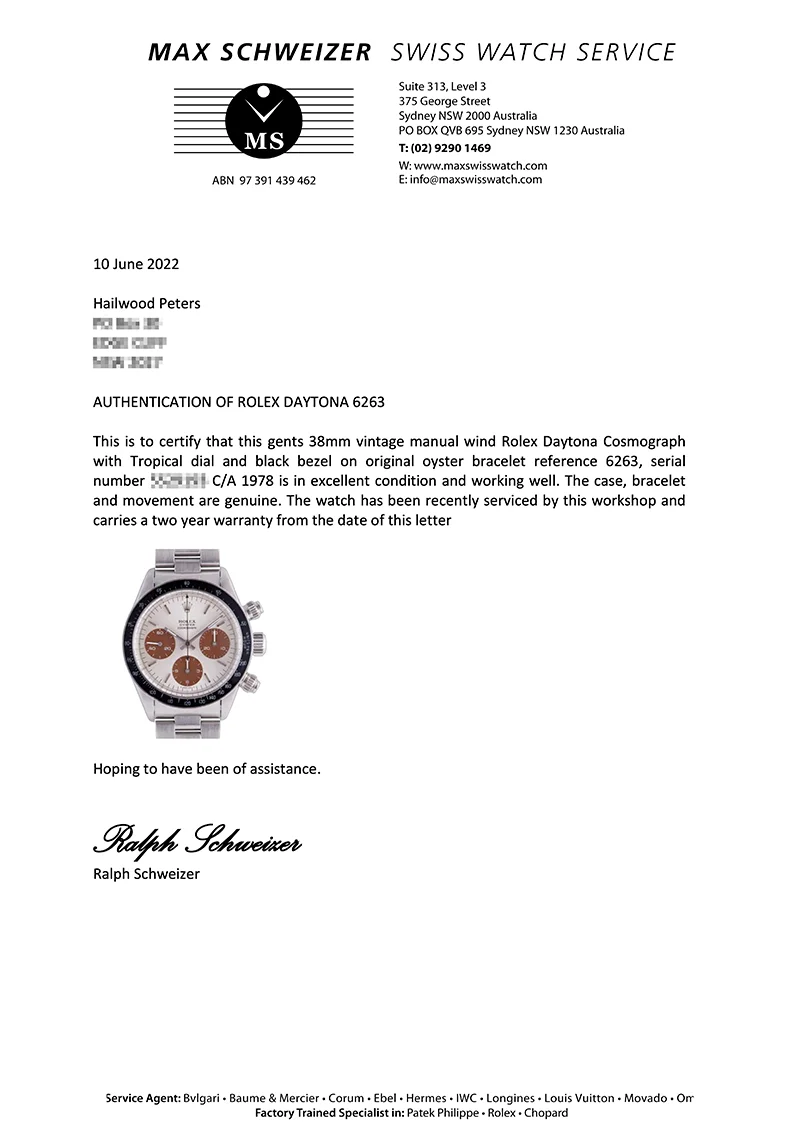 Rolex Cosmograph Daytona “Tropical” 6263